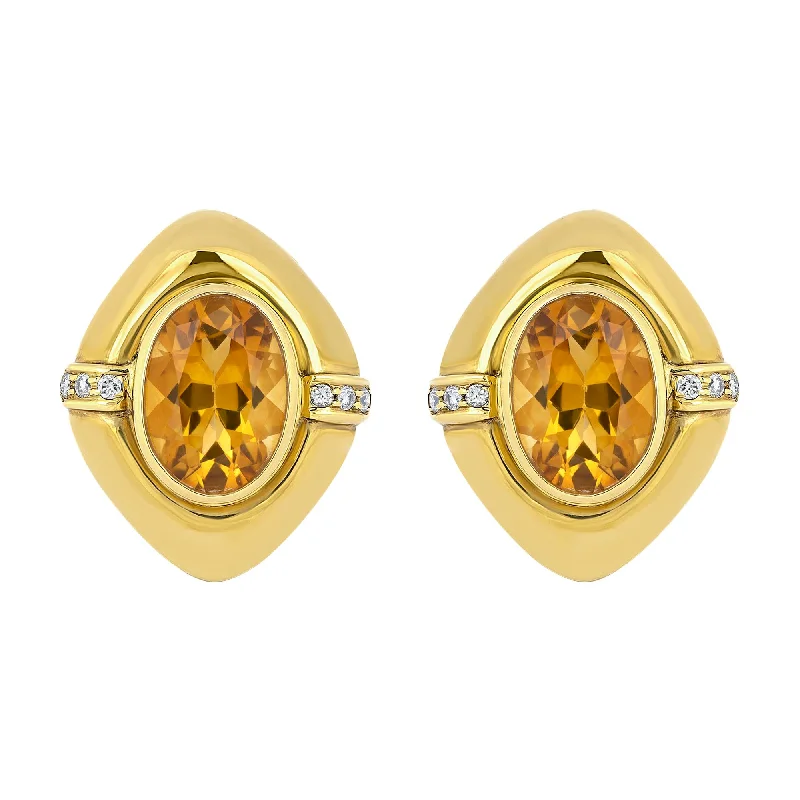 Hoop earrings with twisted metal designs for a dynamic and modern style-Earrings- Citrine And Diamond