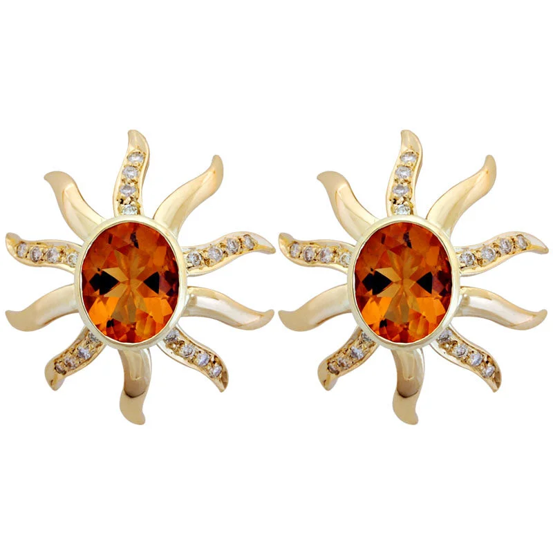 Best hoop earrings with sparkling cubic zirconia for a brilliant, budget-friendly effect-Earrings- Citrine And Diamond