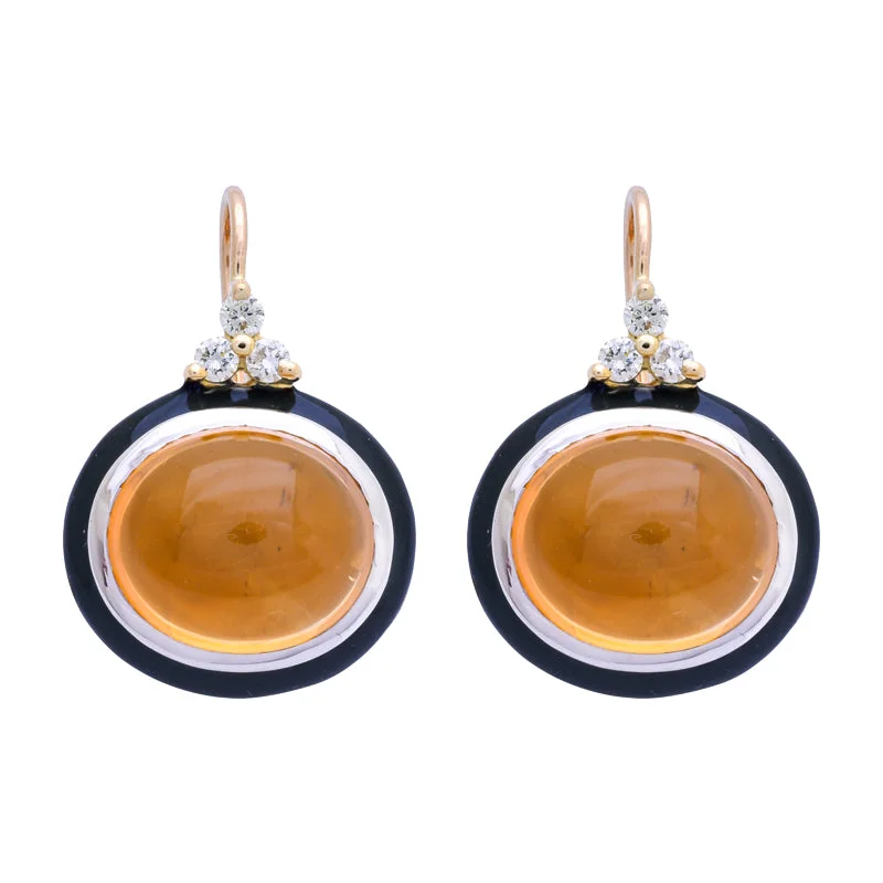 Best hoop earrings with minimal embellishments for a sleek and modern look-Earrings- Citrine and Diamond (Enamel)