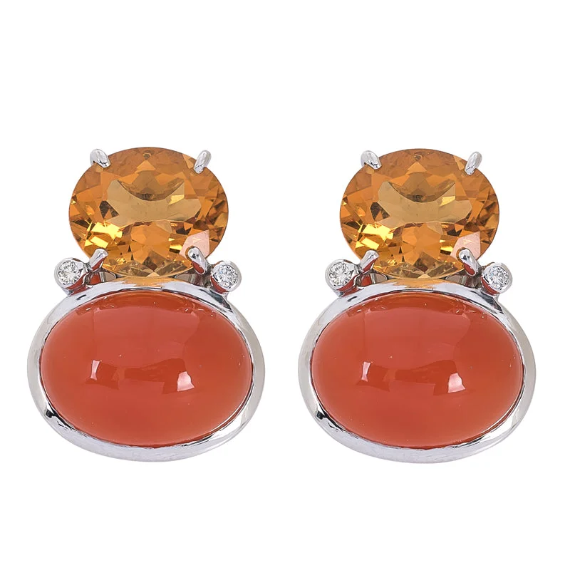 Best hoop earrings with Swarovski crystals for added sparkle and luxury-Earrings- Citrine, Cornelian and Diamond