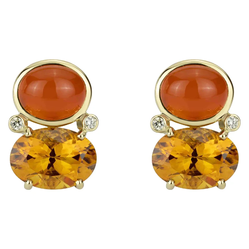 Hoop earrings with floral motifs for a feminine and nature-inspired look-Earrings - Citrine , Cornellian And Diamond