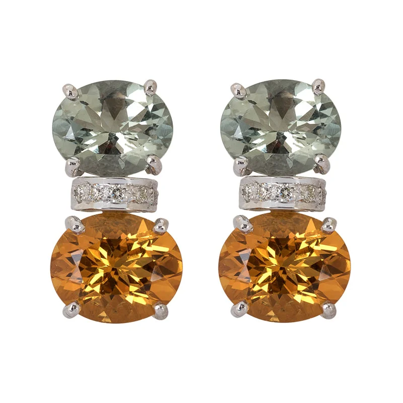 Best hoop earrings with infinity designs for a timeless and meaningful symbol-Earrings- Citrine, Green Quartz and Diamond