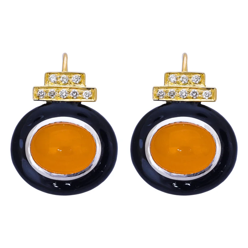 Hoop earrings with luxe velvet finishes for a rich and luxurious touch-Earrings- Cornelian and Diamond (Enamel)