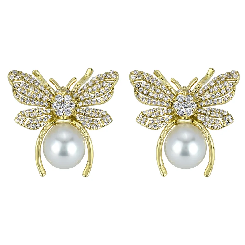 Hoop earrings with satin finishes for a smooth and elegant appearance-Earrings - Diamond And South Sea Pearl