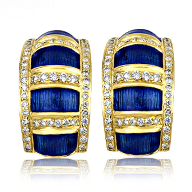 Hoop earrings with textured gold for a refined and sophisticated aesthetic-Earrings - Diamond (Enamel)