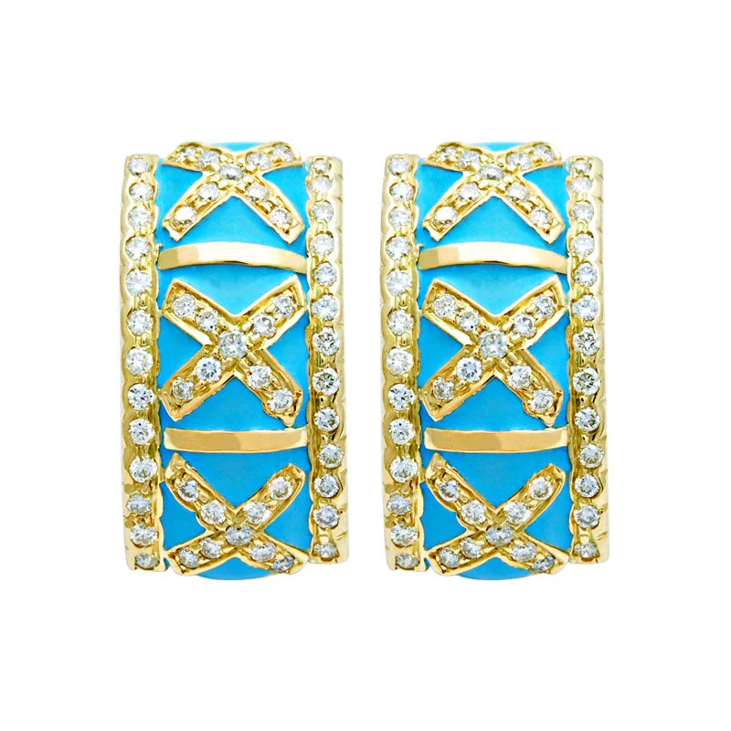 Best hoop earrings with minimal embellishments for a sleek and modern look-Earrings-Diamond (Enamel)