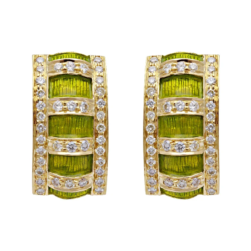 Hoop earrings with tortoiseshell designs for a chic and classic style-Earrings-Diamond (Enamel)