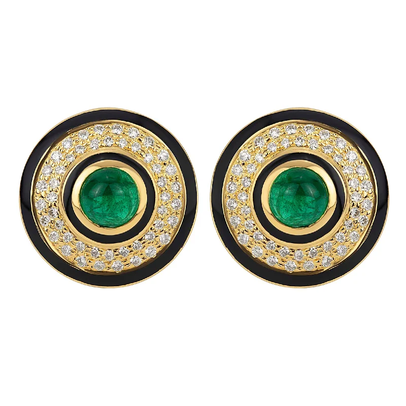 Best hoop earrings with multi-colored gemstones for a vibrant and lively touch-Earrings - Emerald and Diamond (Enamel)