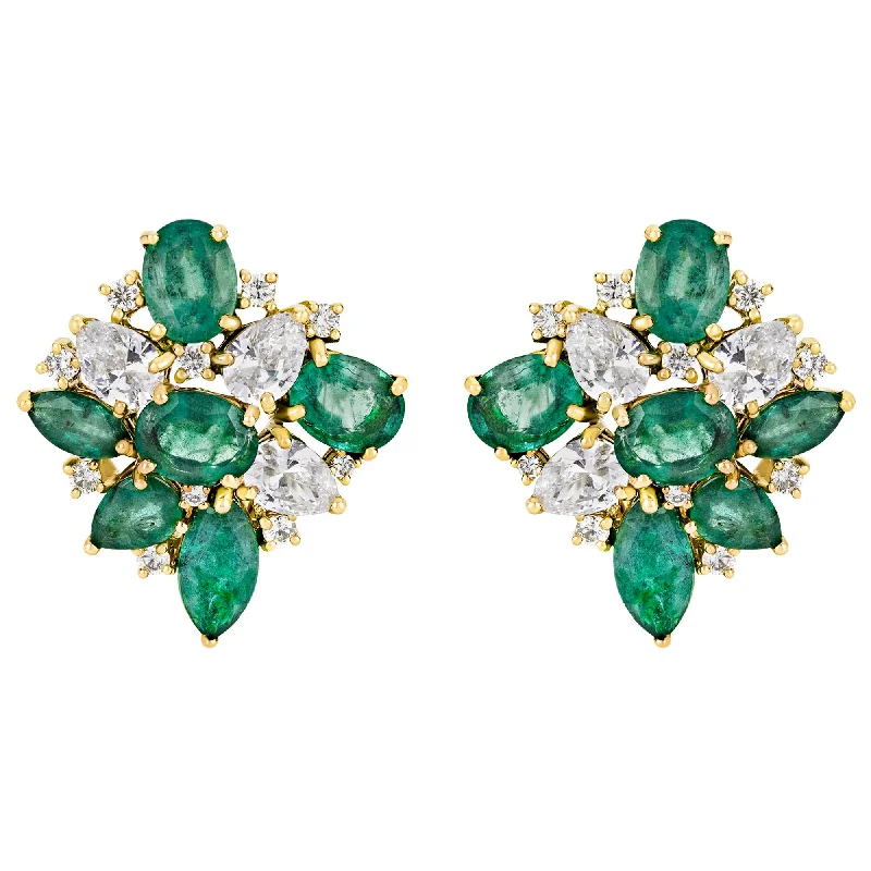 Best hoop earrings with snake chain details for a sleek and modern touch-Earrings - Emerald, Diamond and Crystal