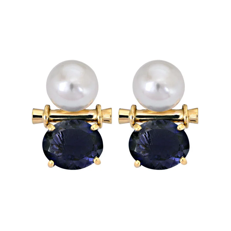 Small hoop earrings for a delicate and understated everyday wear-Earrings- Iolite and South Sea Pearl