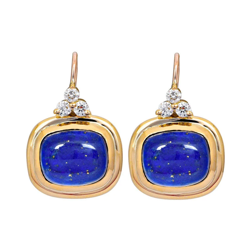 Best hoop earrings with matching bracelets for a coordinated jewelry set-Earrings- Lapis Lazuli and Diamond