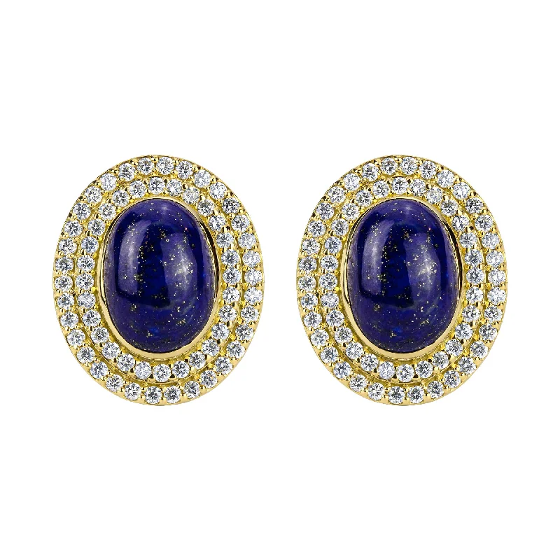 Medium hoop earrings for an everyday look with the perfect balance of style-Earrings - Lapis Lazuli And Diamond