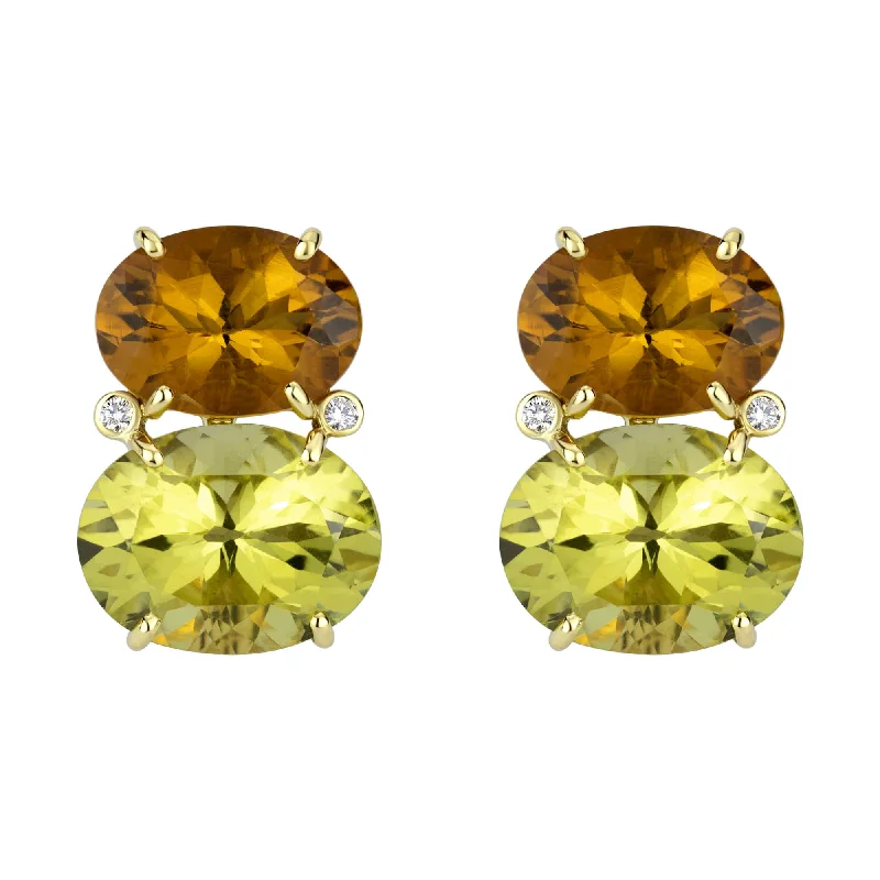 Hoop earrings with textured gold for a refined and sophisticated aesthetic-Earrings - Lemon, Citrine And Diamond