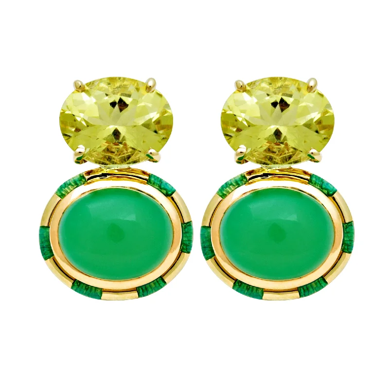 Best hoop earrings with butterfly motifs for a playful and whimsical appearance-Earrings- Lemon Quartz And Chrysoprase (enamel)