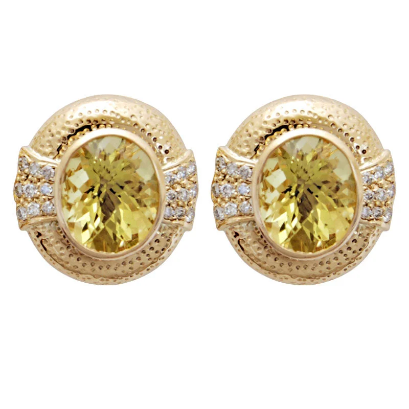 Best hoop earrings with smooth ceramic finishes for a polished, clean style-Earrings- Lemon Quartz And Diamond