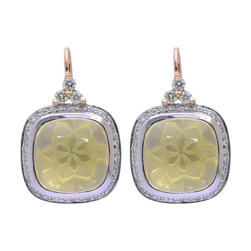 Best hoop earrings with gold for a luxurious and timeless look-Earrings- Lemon Quartz and Diamond