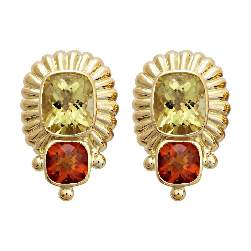 Best hoop earrings with rose gold for a romantic and warm aesthetic-Earrings - Lemon Quartz & Citrine