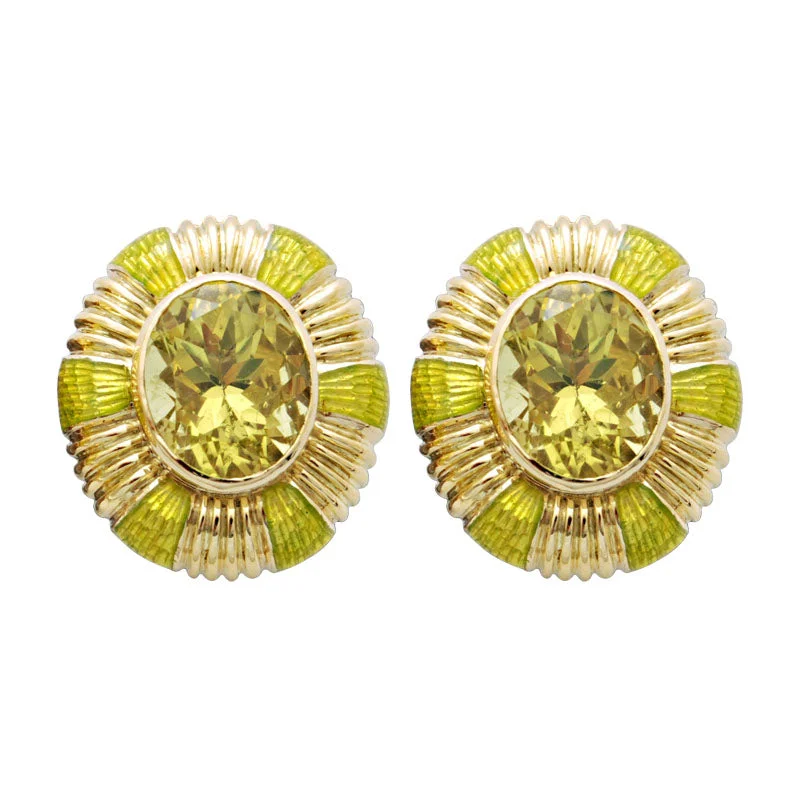 Best hoop earrings with enamel details for a colorful and modern look-Earrings- Lemon Quartz (Enamel)