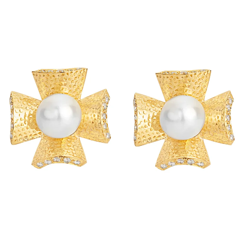 Best hoop earrings with crescent-shaped designs for a bold, moon-inspired style-Earrings- Pearl And Diamond