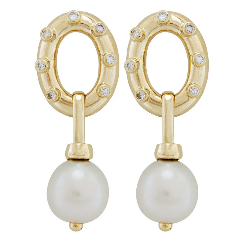 Hoop earrings with floral motifs for a feminine and nature-inspired look-Earrings-Pearl and Diamond