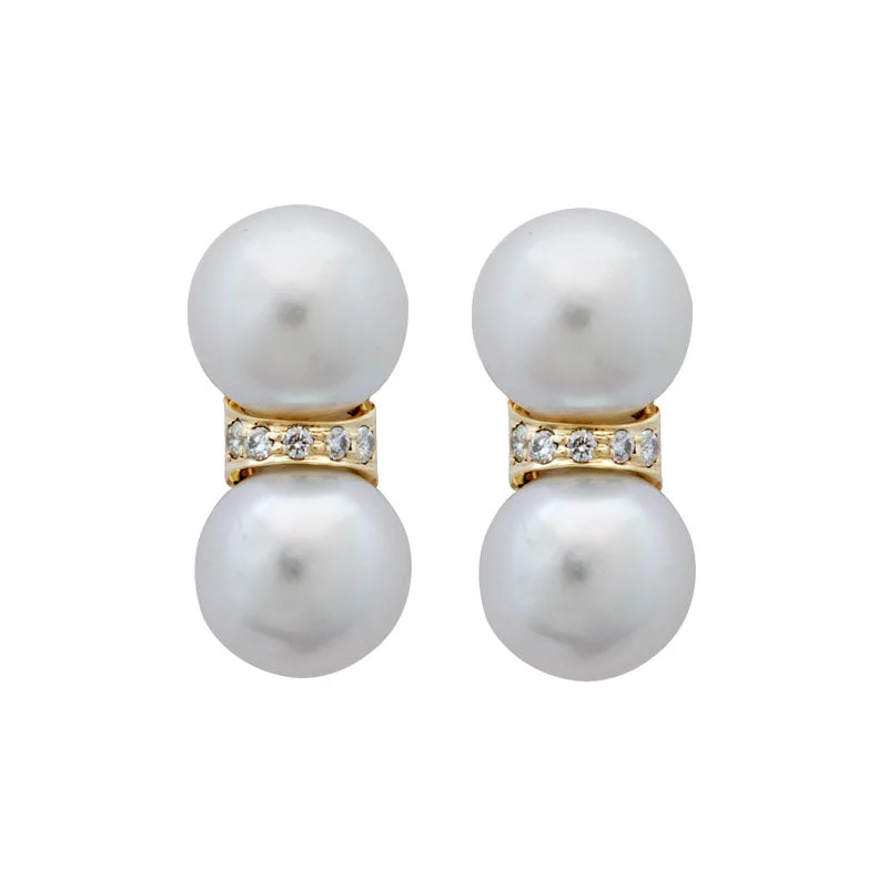 Best hoop earrings with crescent-shaped designs for a bold, moon-inspired style-Earrings-Pearl and Diamond