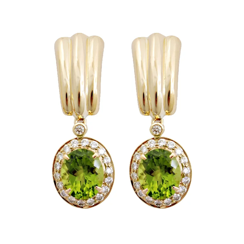 Best hoop earrings with gemstone accents for a colorful and elegant appearance-Earrings- Peridot And Diamond