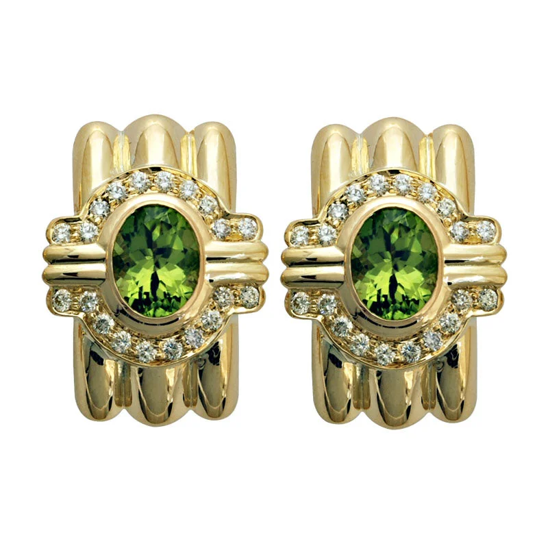 Best hoop earrings with cubic zirconia for a budget-friendly, dazzling look-Earrings - Peridot And Diamond