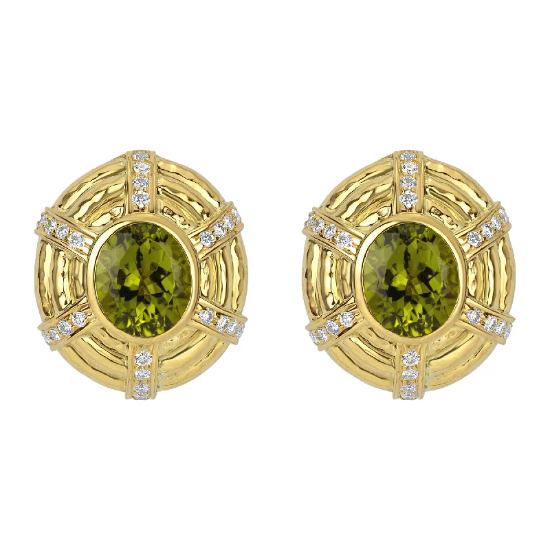 Best hoop earrings with baroque pearls for a luxurious and elegant vibe-Earrings- Peridot And Diamond