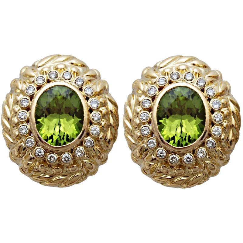 Small hoop earrings for a delicate and understated everyday wear-Earrings- Peridot And Diamond