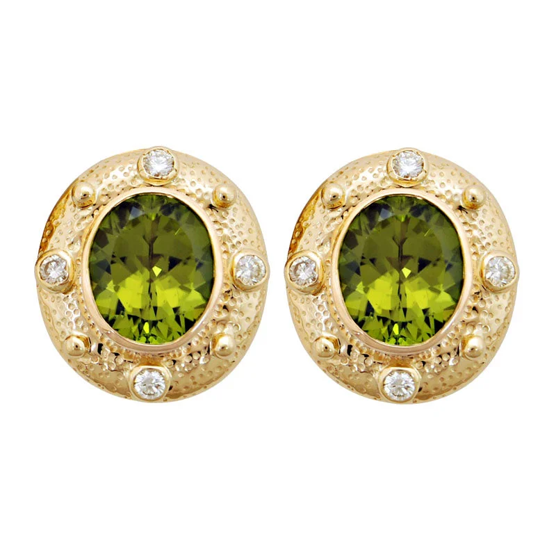 Hoop earrings with polished silver finish for a shiny, modern appeal-Earrings- Peridot And Diamond