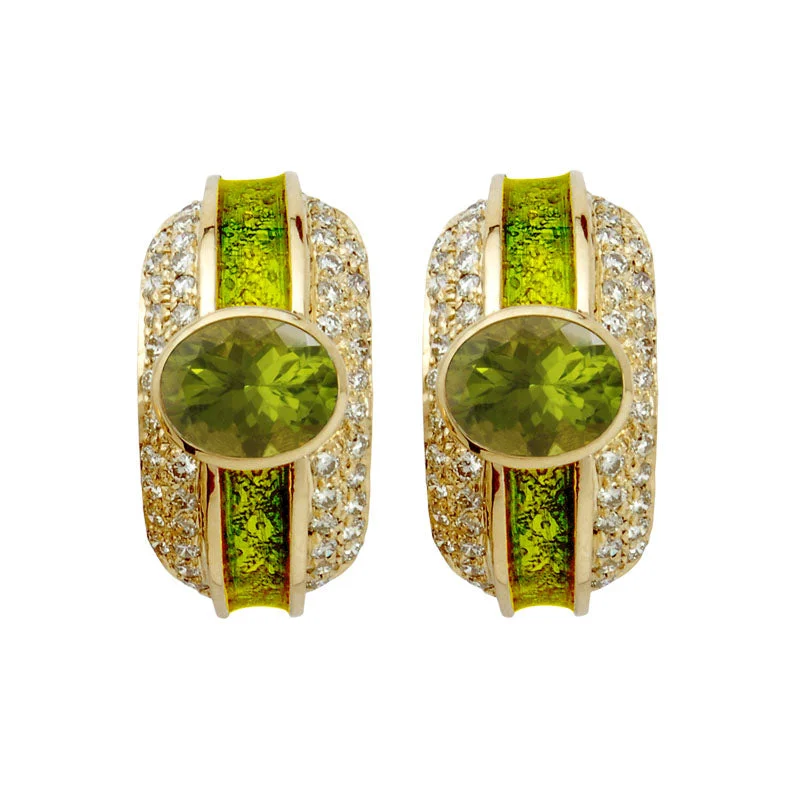 Best hoop earrings with infinity designs for a timeless and meaningful symbol-Earrings- Peridot And Diamond (Enamel)