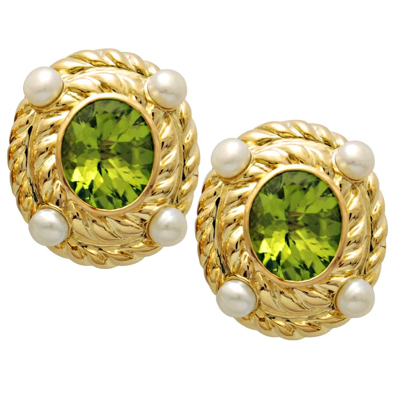 Best hoop earrings with Swarovski crystals for added sparkle and luxury-Earrings- Peridot And Pearl