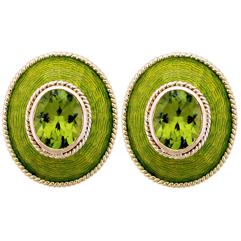 Hoop earrings with gold accents for a warm, elegant statement piece-Earrings- Peridot (Enamel)