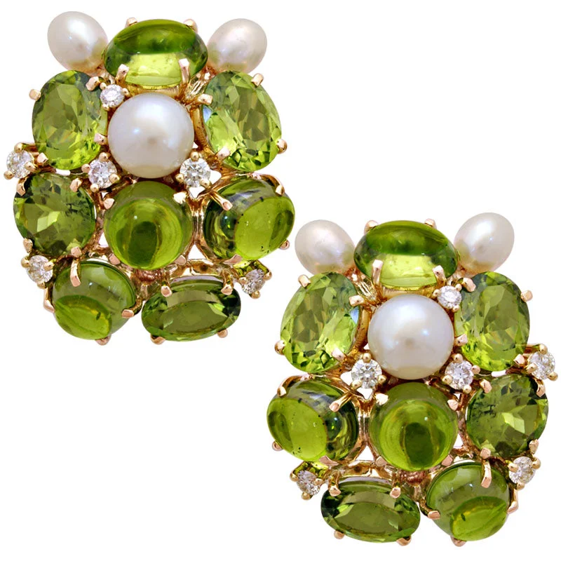 Best hoop earrings with gold for a luxurious and timeless look-Earrings - Peridot, Pearl and Diamond