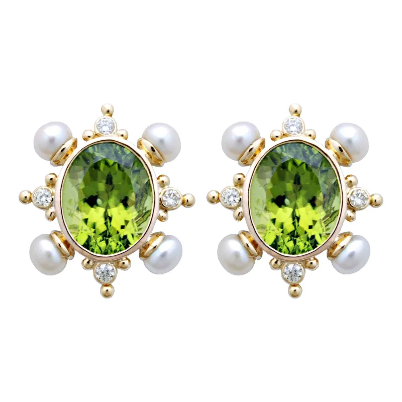 Best hoop earrings with gold for a luxurious and timeless look-Earrings- Peridot, Pearl And Diamond