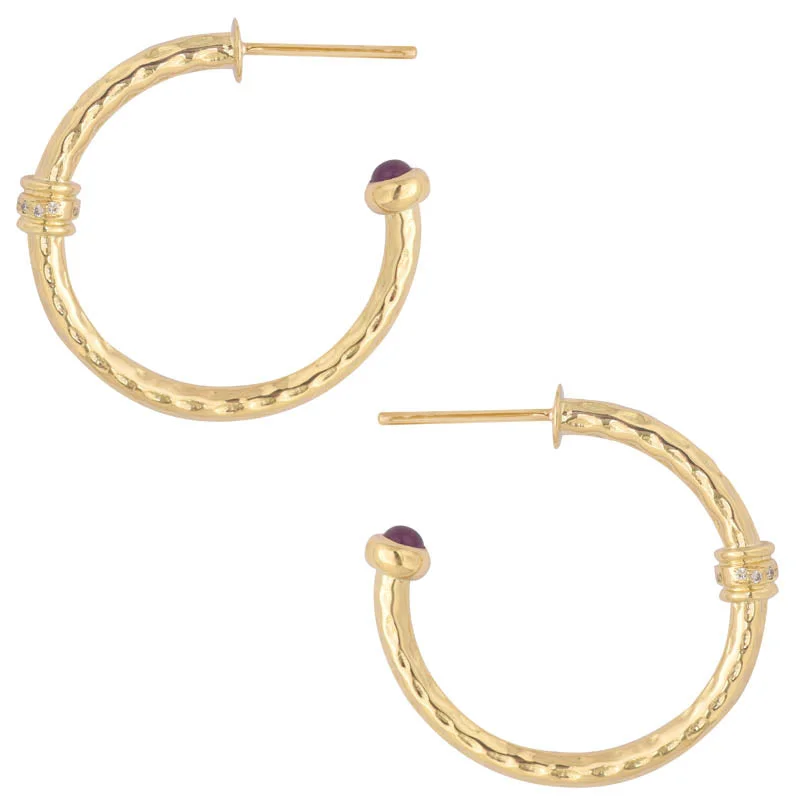 Hoop earrings with pearl accents for a chic and classic style-Earrings- Ruby and Diamond