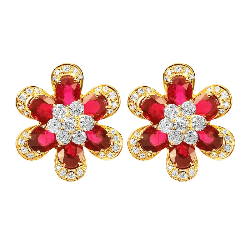 Best hoop earrings with minimal embellishments for a sleek and modern look-Earrings - Ruby and Diamond