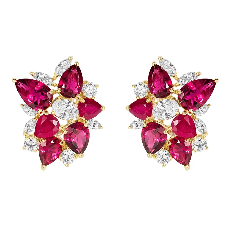 Best hoop earrings with marbled designs for a trendy and artistic effect-Earrings - Ruby, Rubellite, Crystal and Diamond