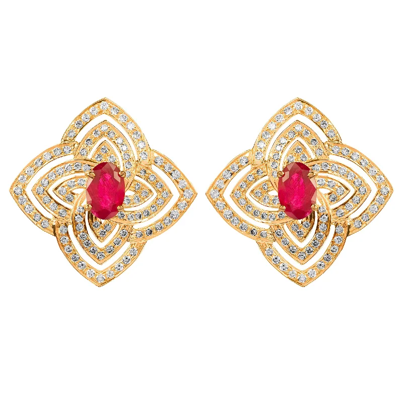 Best hoop earrings with vintage coins for a retro, antique-inspired style-Earrings - Ruby & Diamond