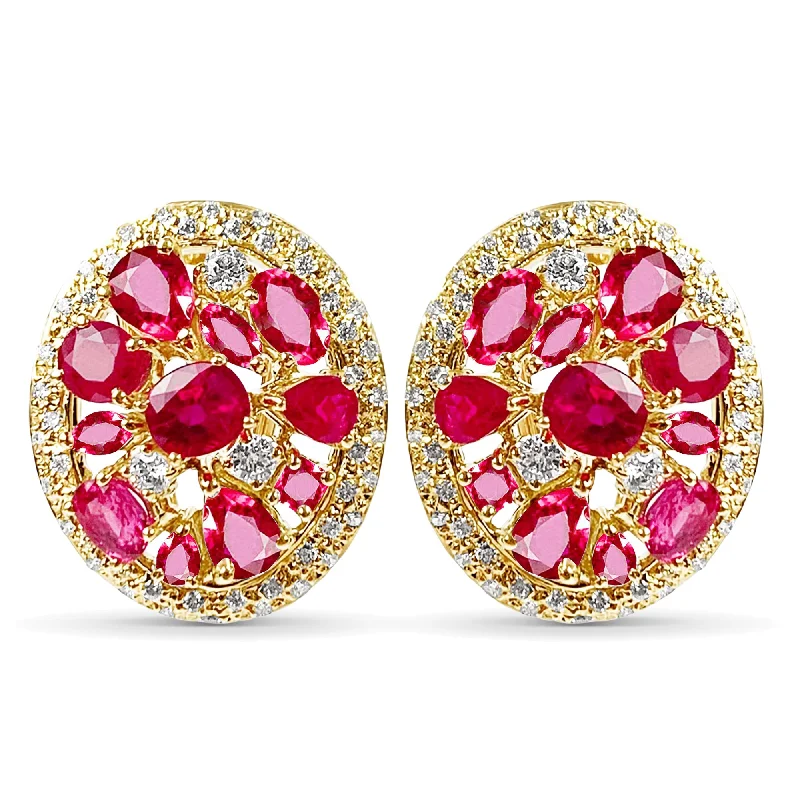 Best hoop earrings with hammered gold for a rustic yet elegant look-Earrings - Ruby & Diamond