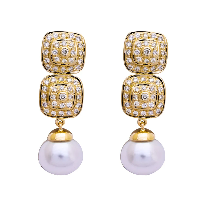 Best hoop earrings with asymmetrical designs for a fashion-forward, avant-garde look-Earrings- South Sea Pearl and Diamond