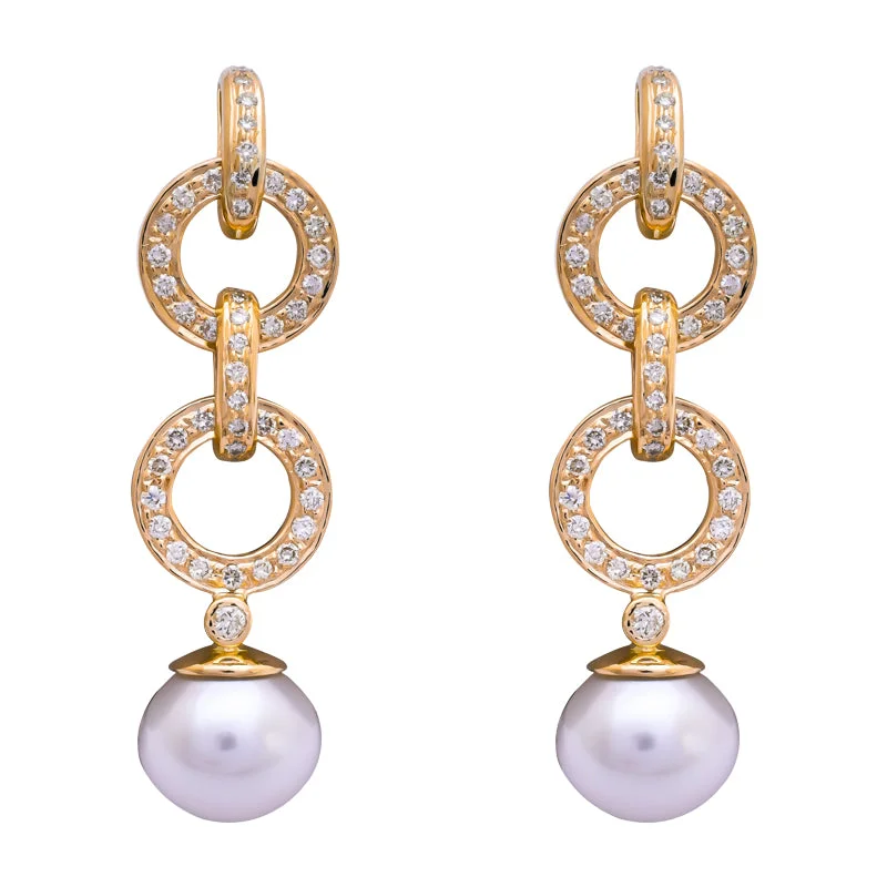 Best hoop earrings with marbled designs for a trendy and artistic effect-Earrings- South Sea Pearl and Diamond