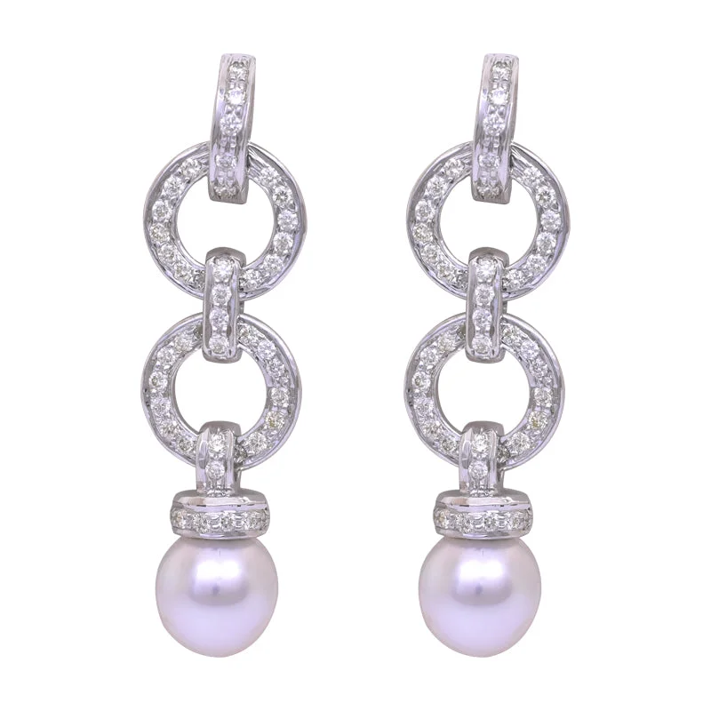 Hoop earrings with artistic filigree designs for an intricate, delicate finish-Earrings- South Sea Pearl and Diamond