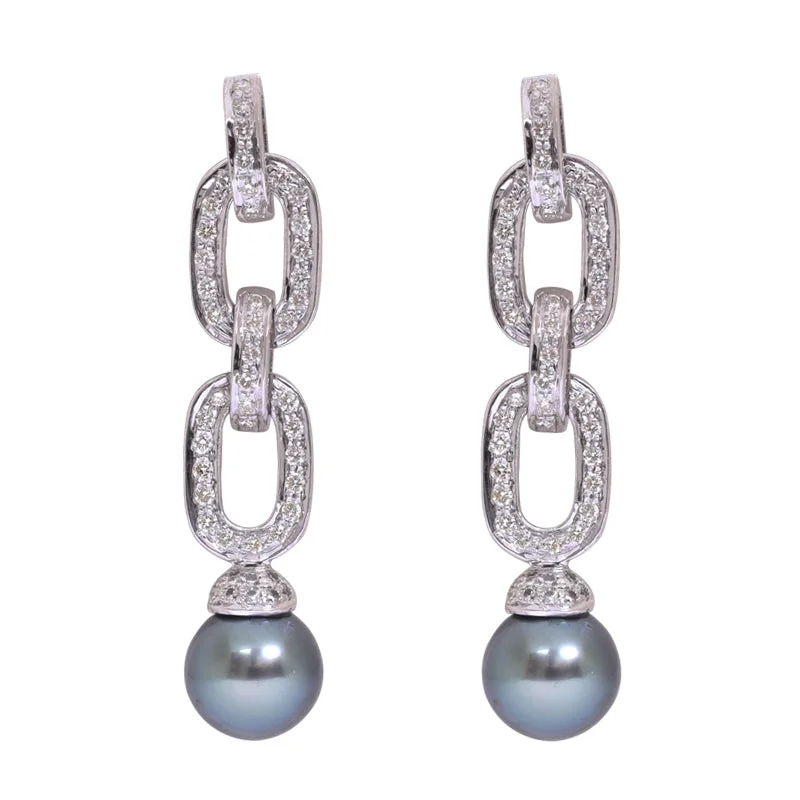 Best hoop earrings with geometric hexagon shapes for a modern, angular look-Earrings- South Sea Pearl and Diamond