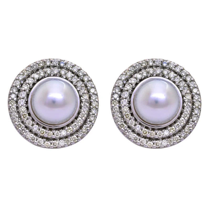 Best hoop earrings with matching bracelets for a coordinated jewelry set-Earrings- South Sea Pearl and Diamond