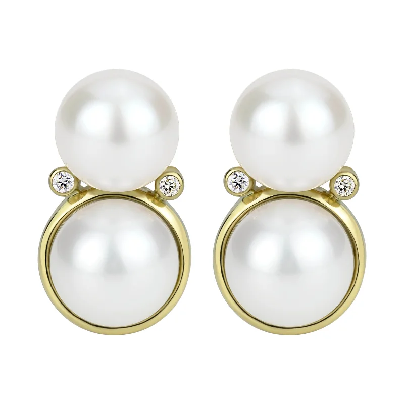 Large hoop earrings for a bold and statement-making fashion accessory-Earrings - South Sea Pearl And Diamond