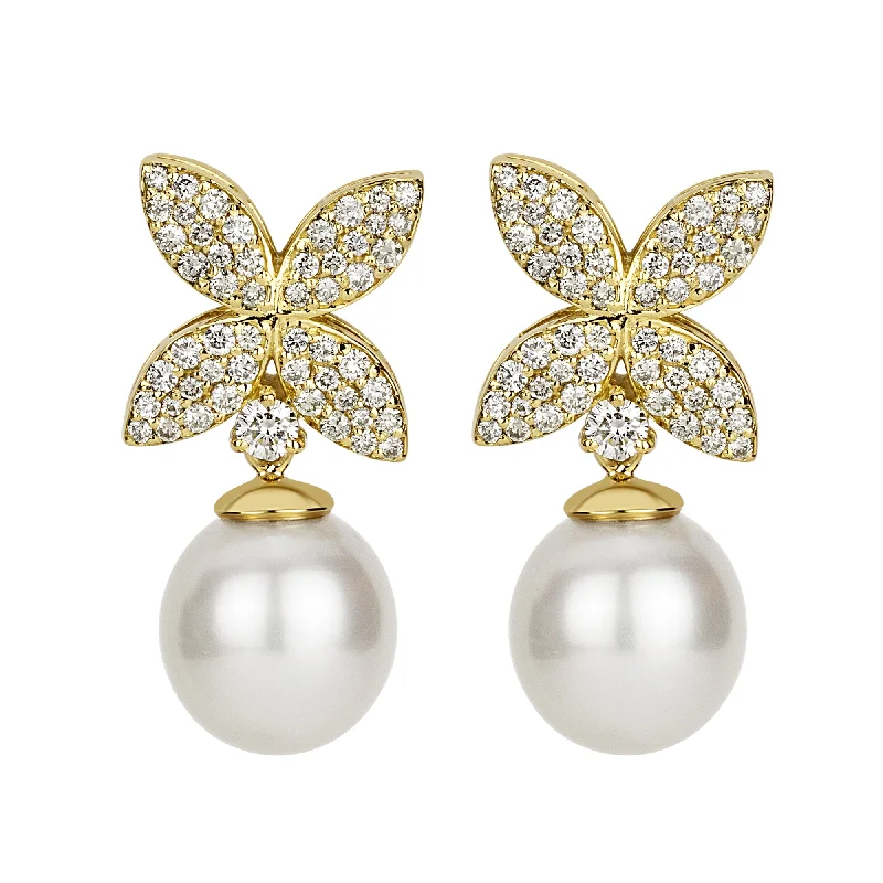 Best hoop earrings with gemstone accents for a colorful and elegant appearance-Earrings - South Sea Pearl And Diamond