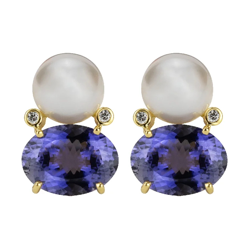 Best hoop earrings with sterling silver for an affordable and chic design-Earrings - South Sea Pearl, Iolite And Diamond