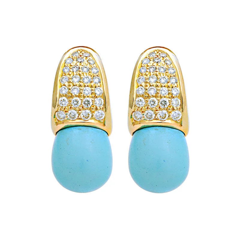 Hoop earrings with cut-out designs for a creative and lightweight effect-Earrings-Turquoise and Diamond