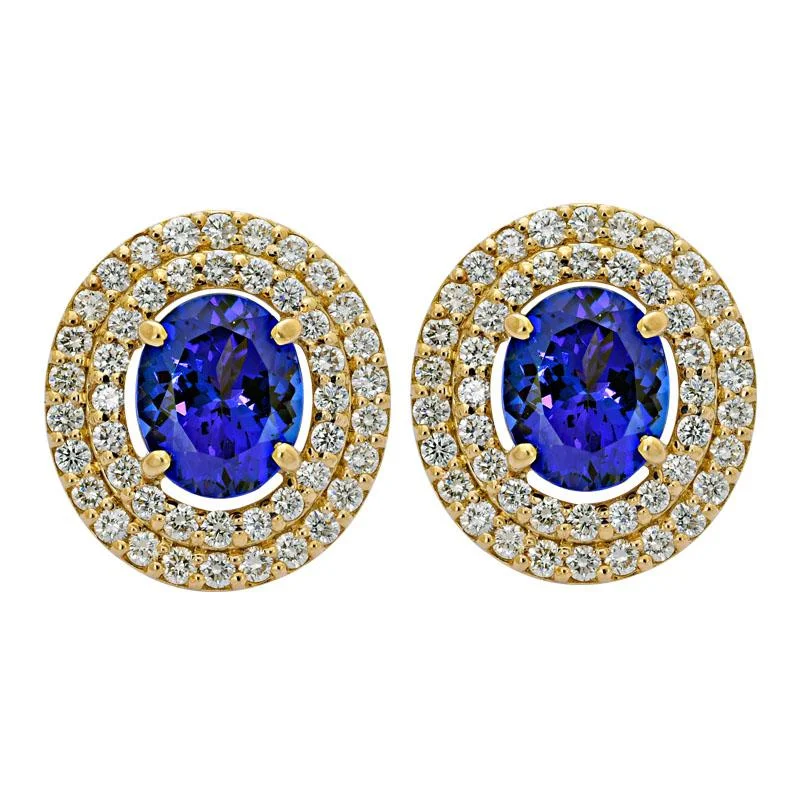 Best hoop earrings with geometric pendants for a modern, chic appeal-Earrings - Tanzanite and Diamond